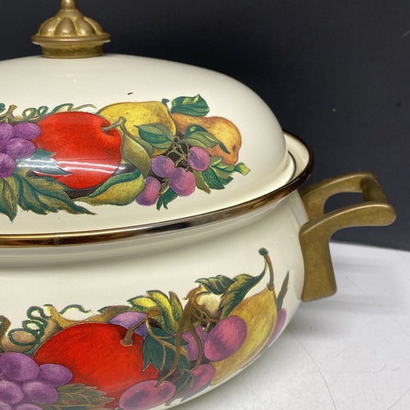 Fissler Asta Lincoware Casserole Dish Cornucopia Fruit Enamelware Dutch Oven - Picture 5 of 17